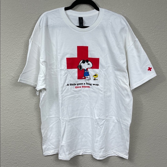 New Gildan Give Blood Snoopy American Red Cross T Shirt Tee White Sz XXL - Picture 1 of 8